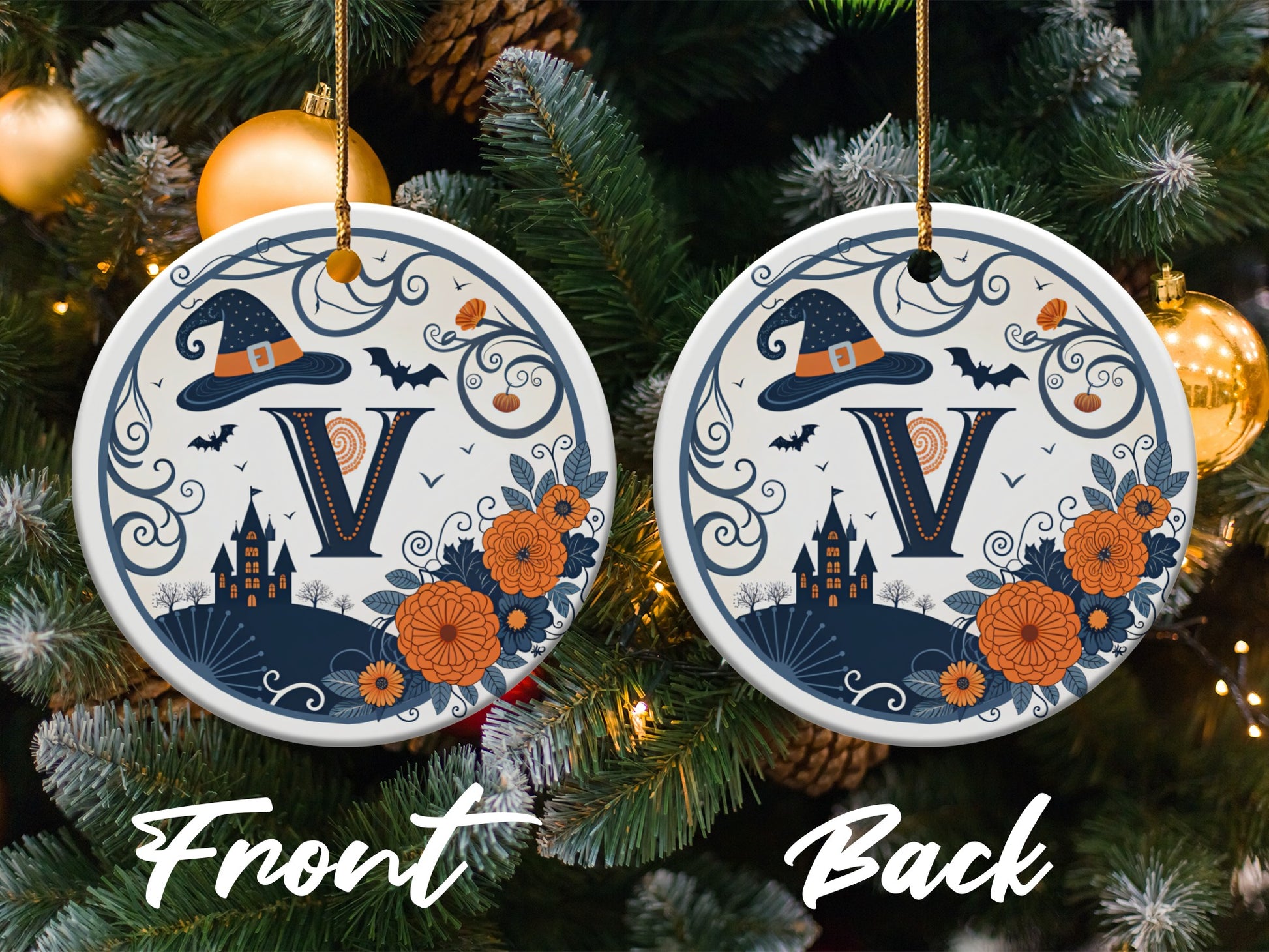 Halloween Witch Hat Initial Holiday Ornament product