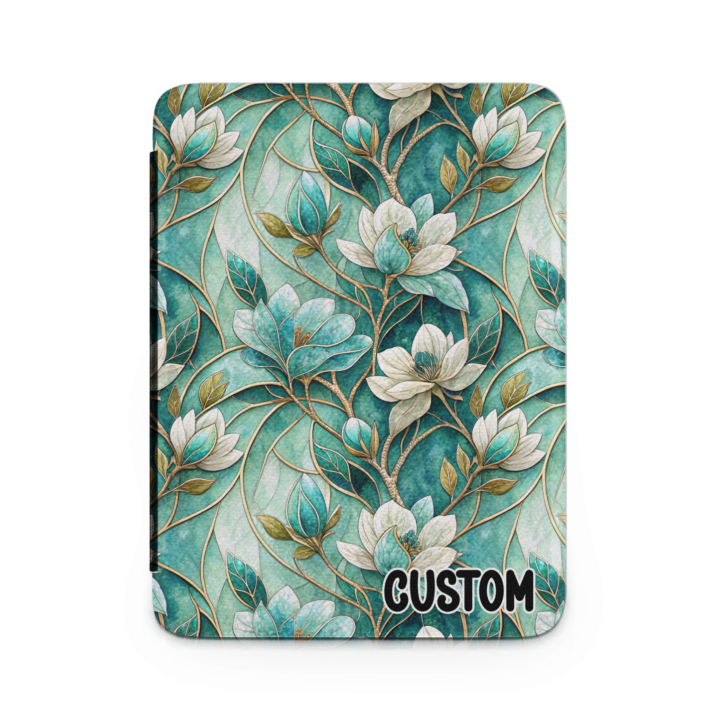 Teal and White Floral Custom Print Cover