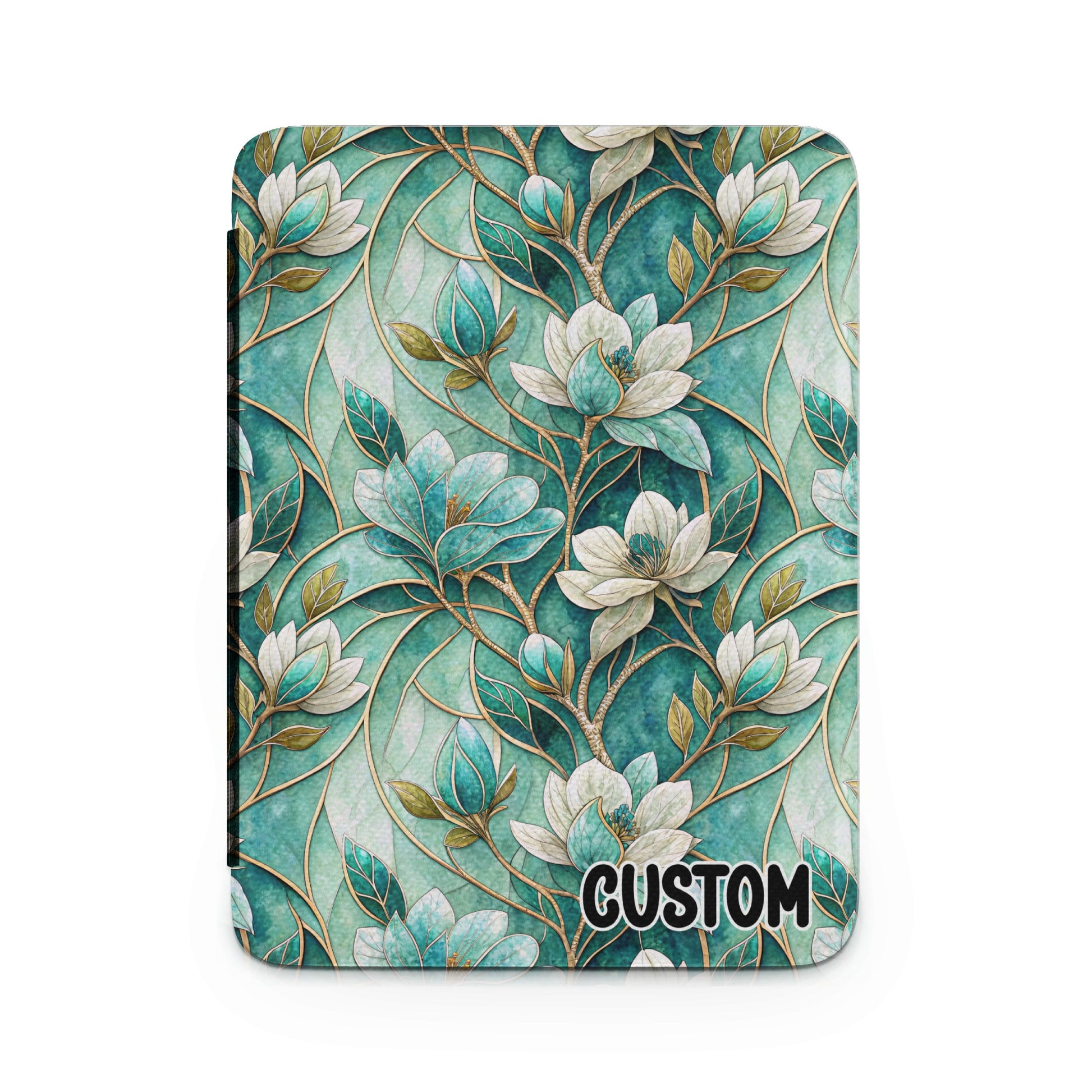 Teal and White Floral Custom Print Cover