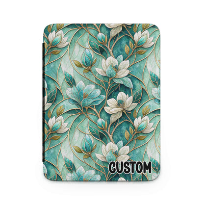 Teal and White Floral Custom Print Cover