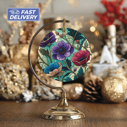 Stained Glass Floral Pattern Ornament with Fast Delivery