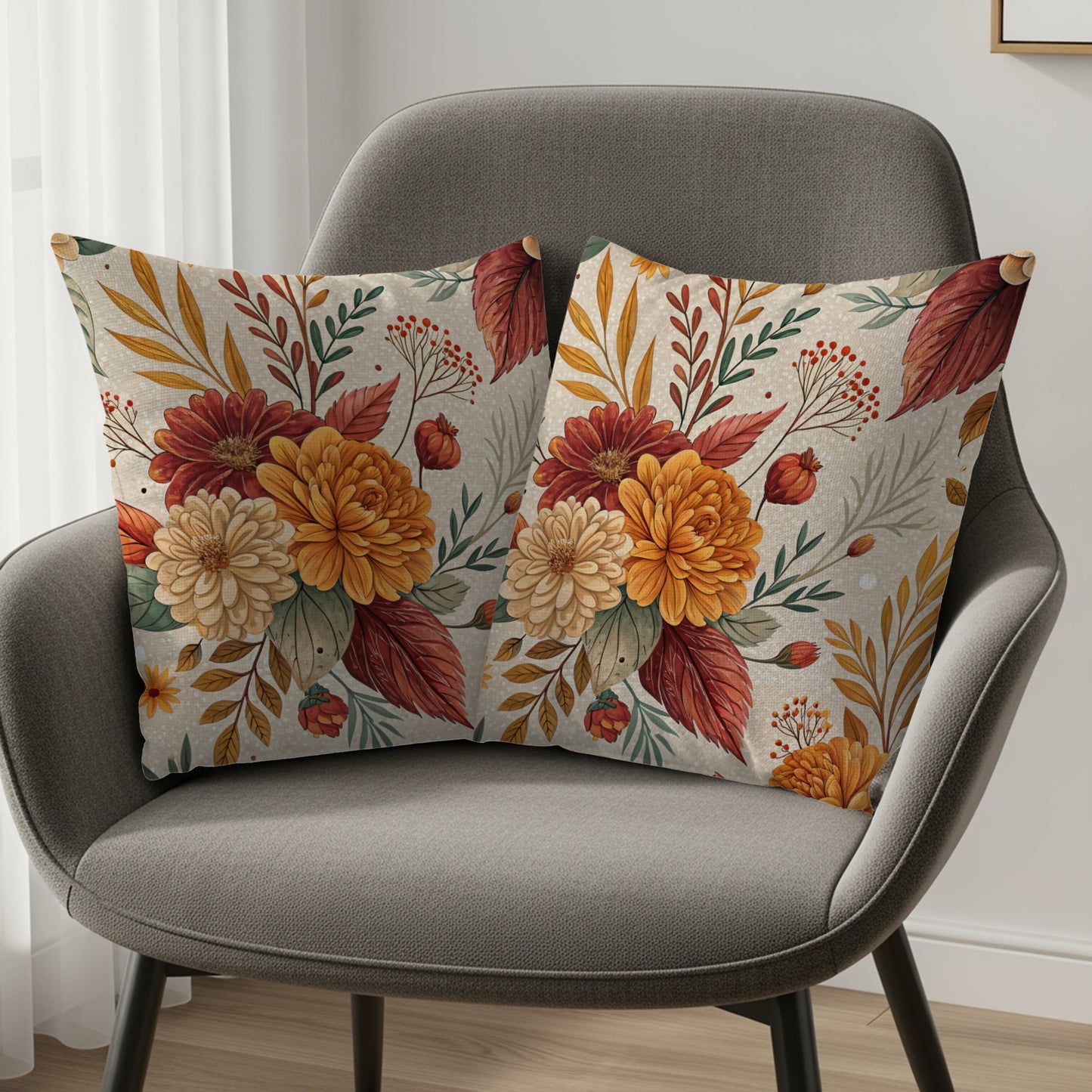 Floral Print Decorative Pillow Covers for Home Decor