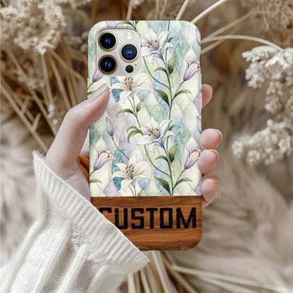 Custom Floral Design iPhone Case with Text Personalization