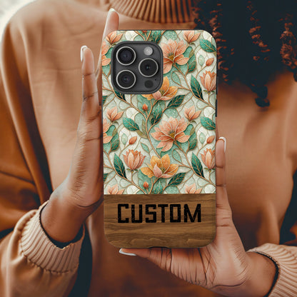 Custom Floral Pattern Phone Case with Name Option