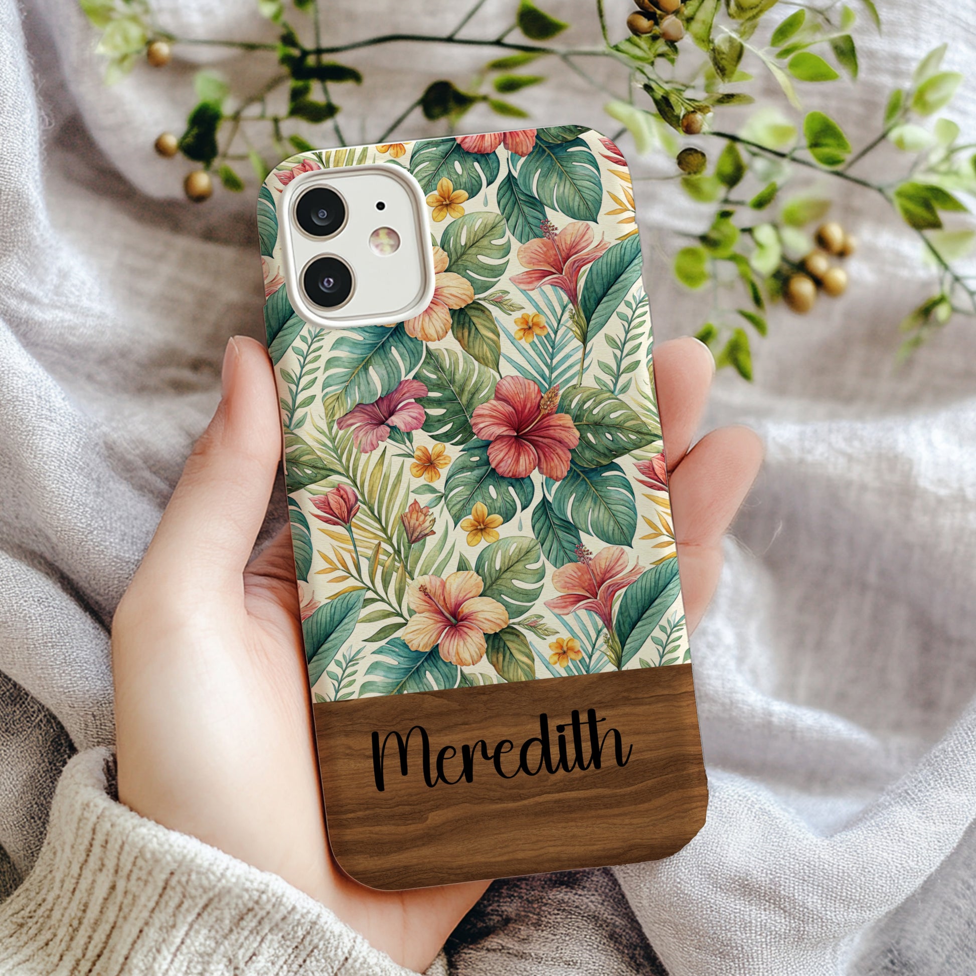 Personalized Tropical Flowers Design Phone Case