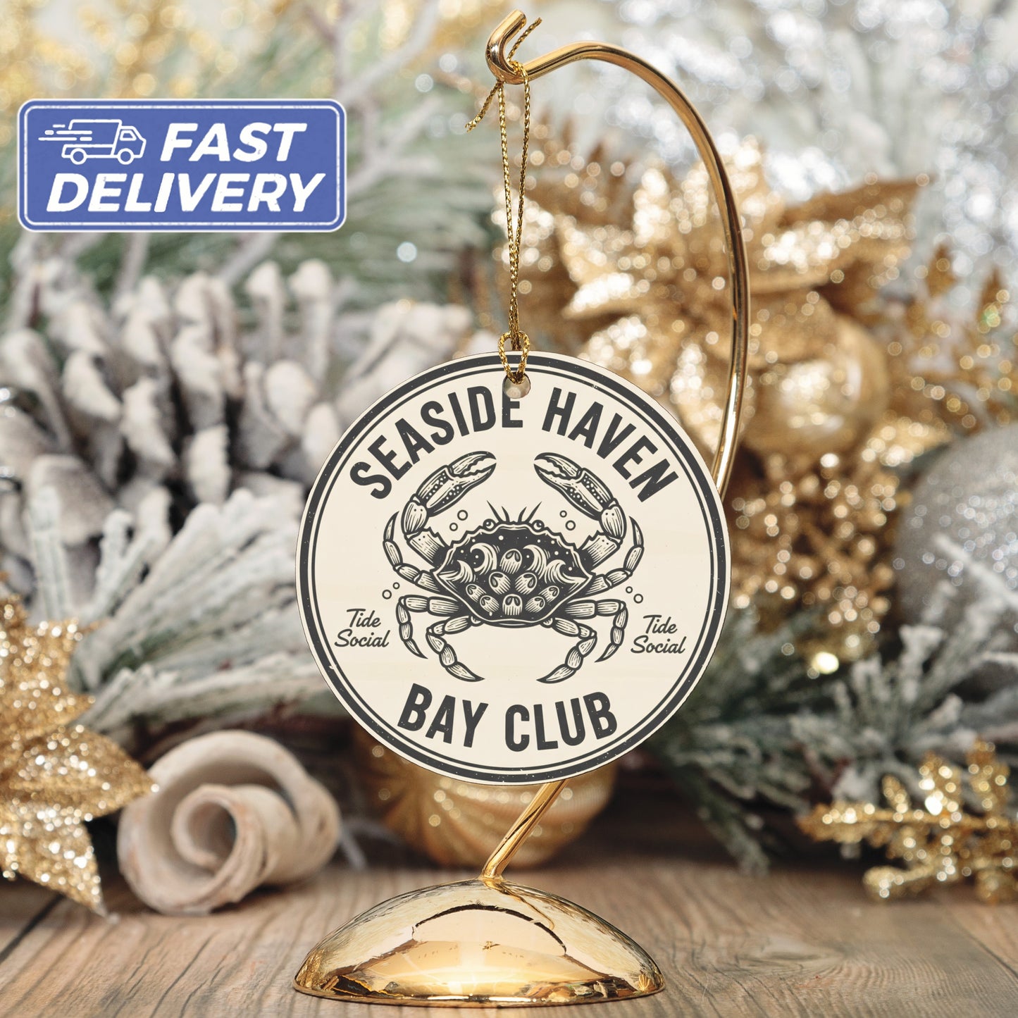 Seaside Haven Bay Club Fast Delivery Ornament product type