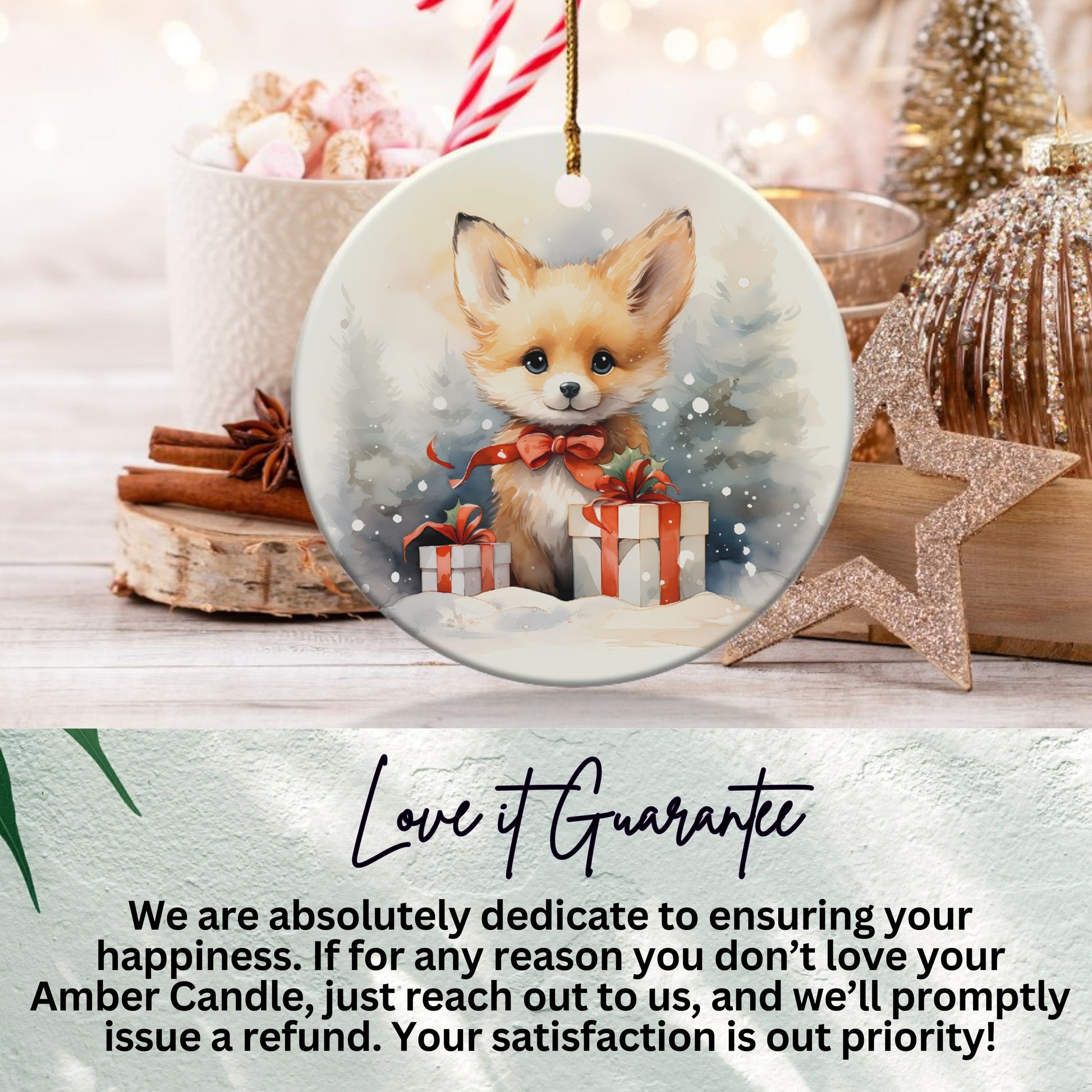 Festive Fox with Presents Christmas Ornament product type
