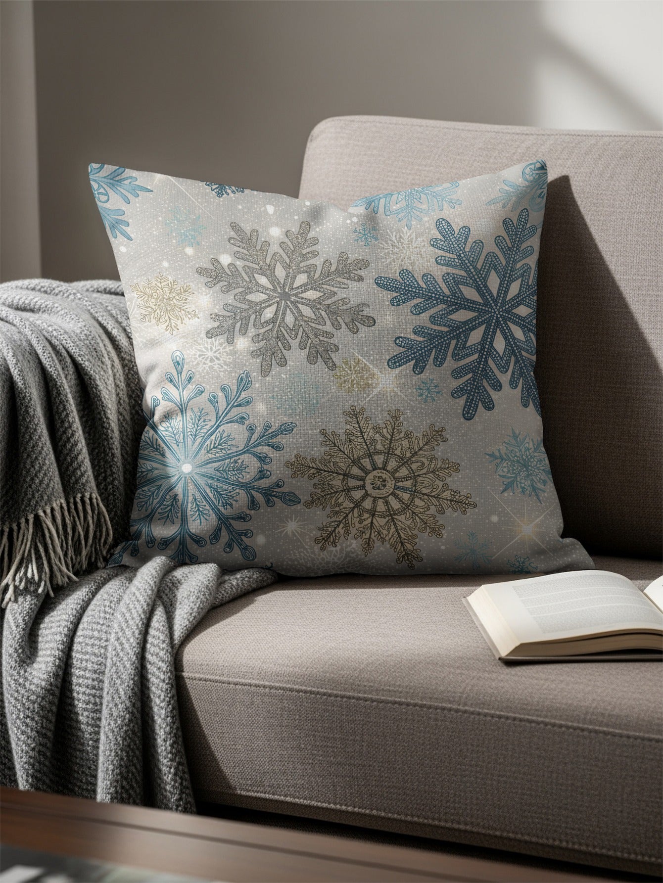 Elegant Snowflake Pattern Decorative Pillow Product