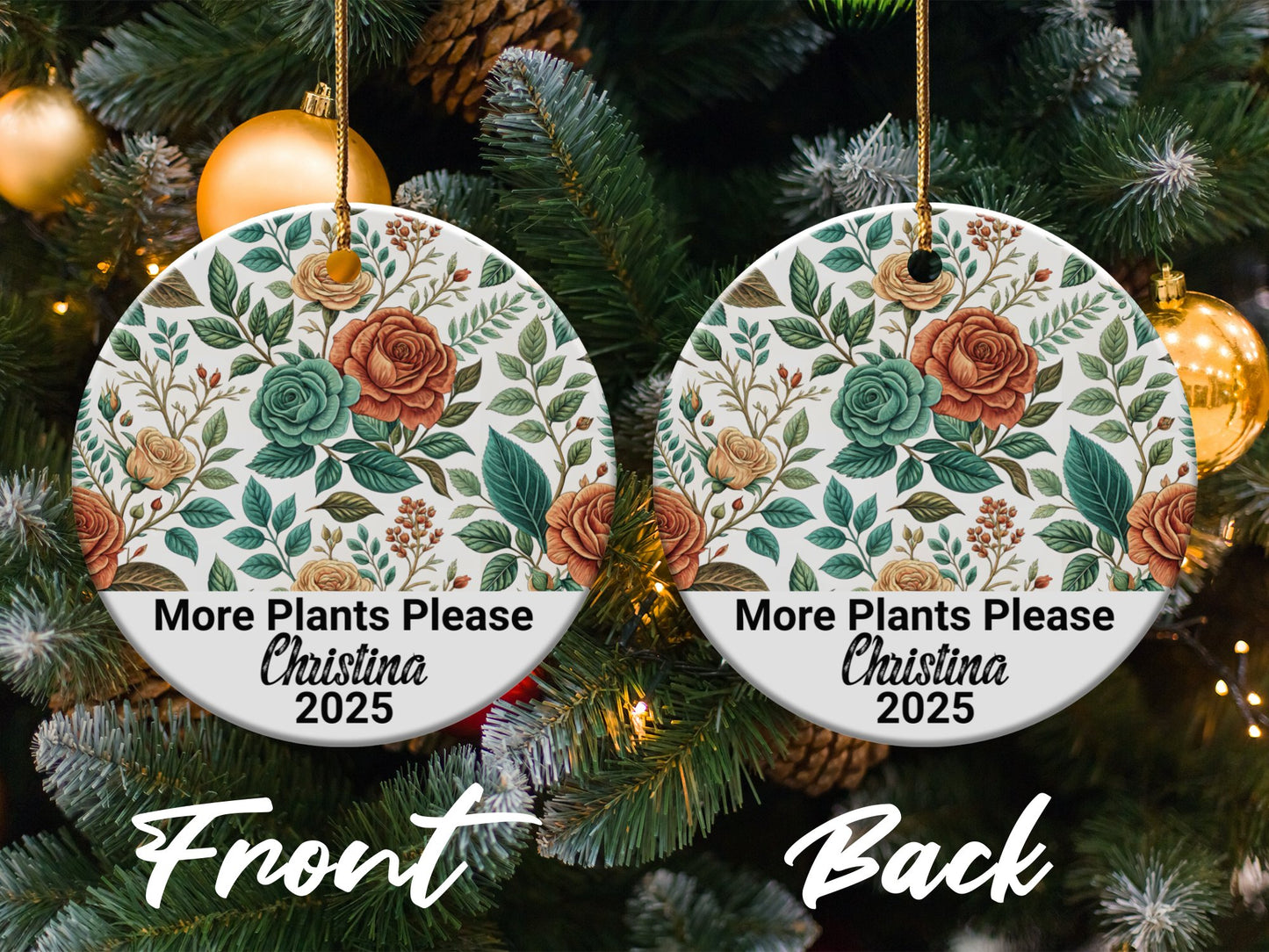 Personalized Floral 2025 Christmas Ornament product