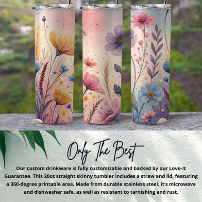 Artistic Floral Design a Perfect Touch for your 20 oz Skinny - Walk Greener