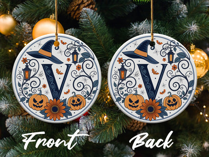 Halloween Pumpkin Witch Hat Monogram Ornament product type