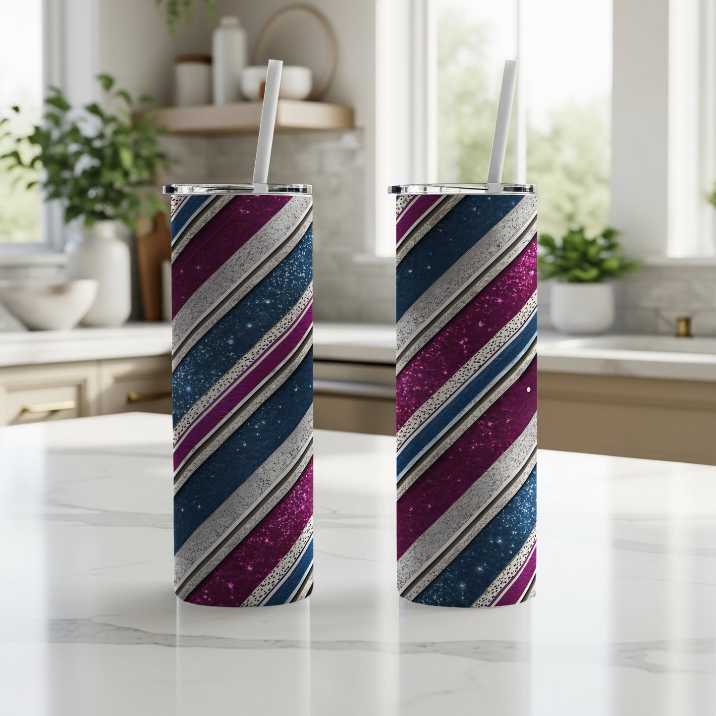 Colorful Diagonal Striped Insulated Tumbler Product