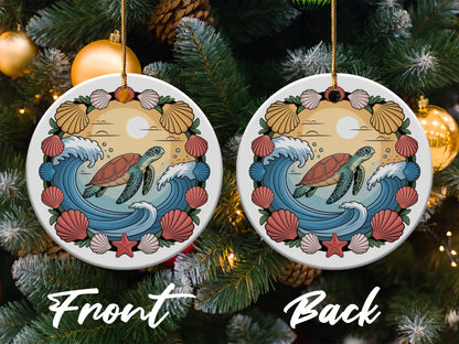 Sea Turtle and Waves Christmas Ornament product type