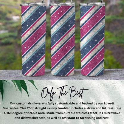Stripped Stars Pattern Blue and Pink Design Tumbler - Walk Greener