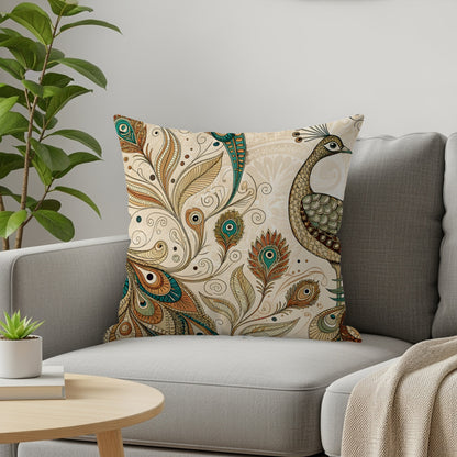 Exquisite Peacock Design Decorative Accent Pillow