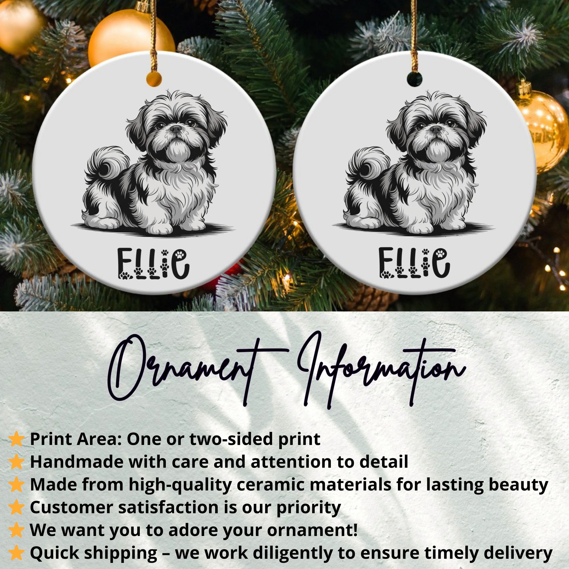 Adorable Shih Tzu Dog Customizable Ornament product type
