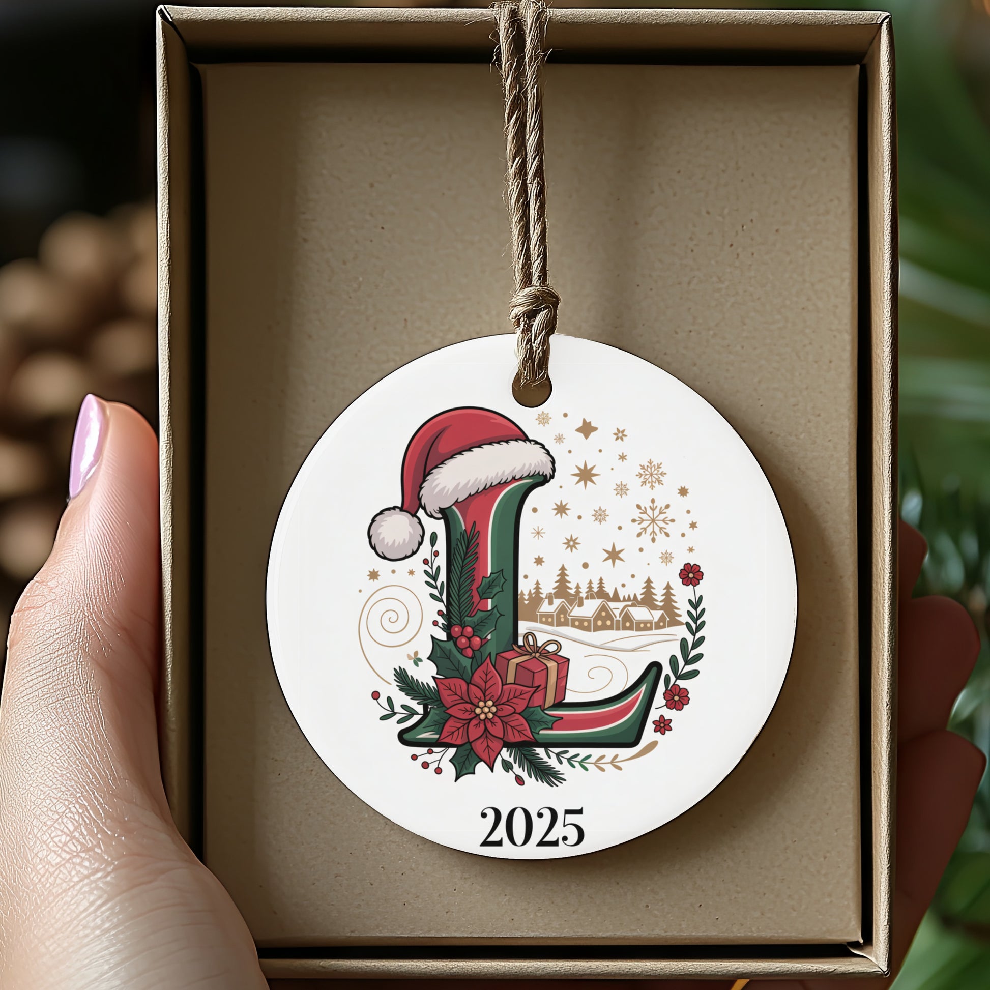 Festive Christmas Letter L Ornament 2025 Gift product