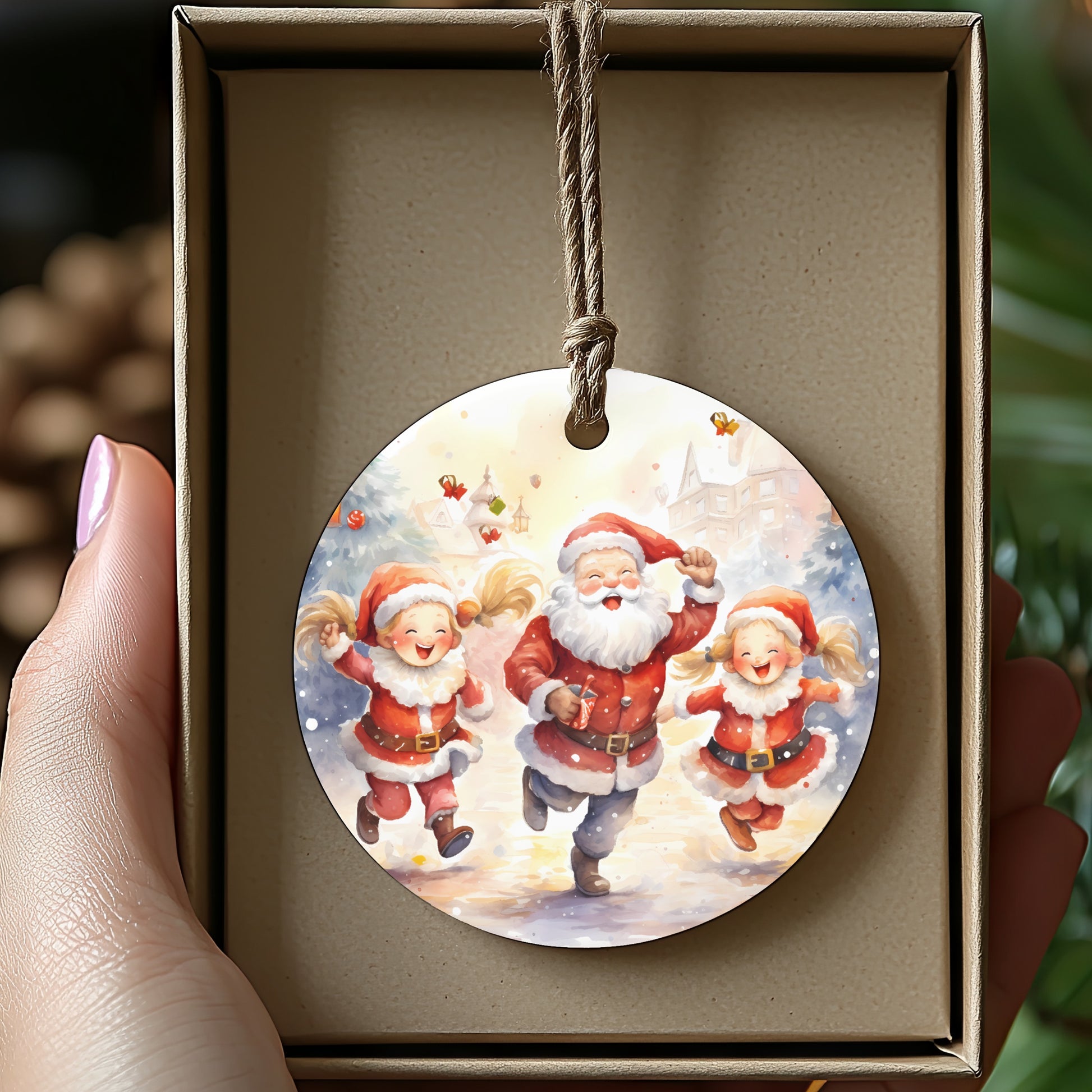 Santa Claus and Kids Festive Holiday Ornament product type