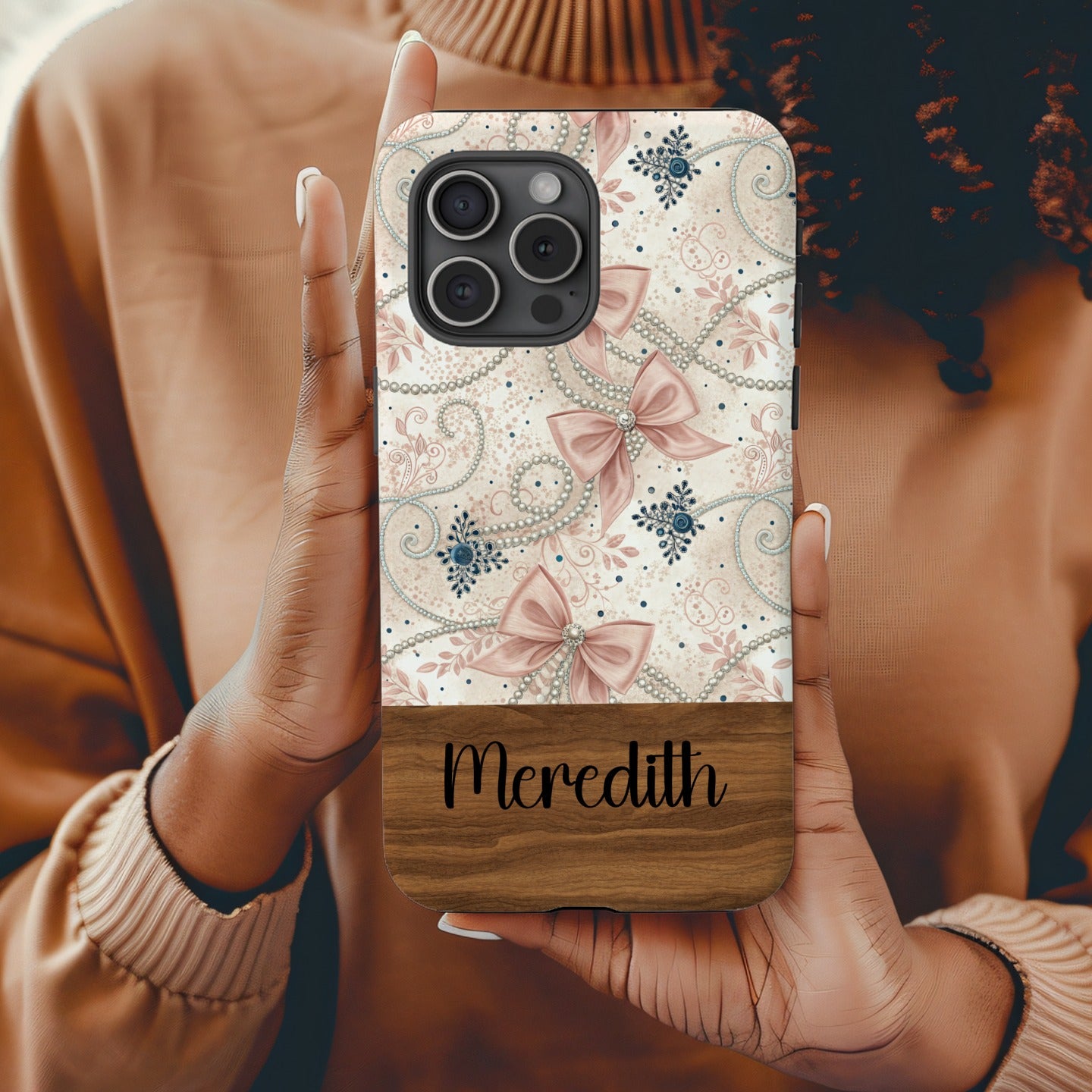 Custom Floral and Ribbon Design Personalized Phone Case