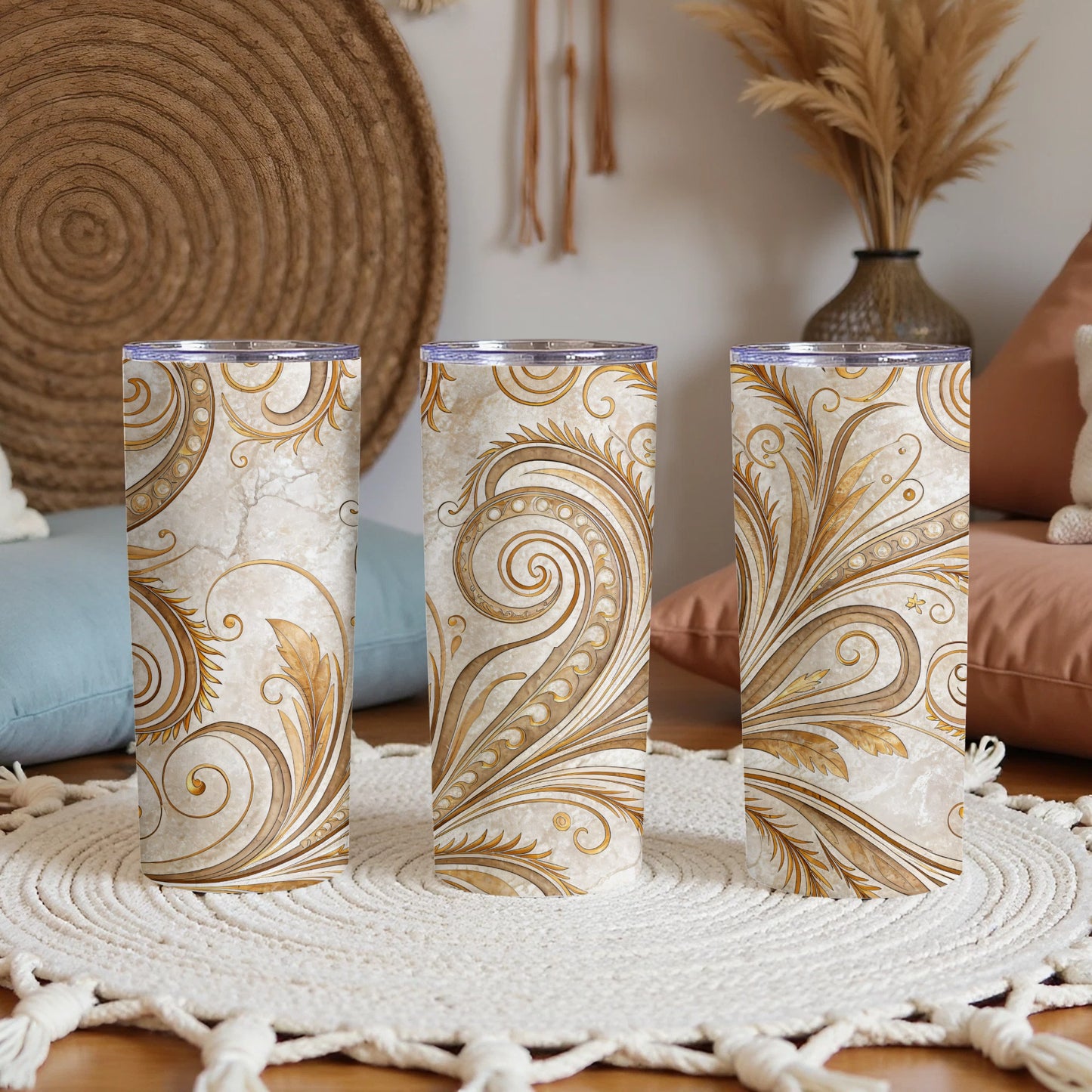 Elegant Swirl Pattern Tumbler Cup Durable Drinkware