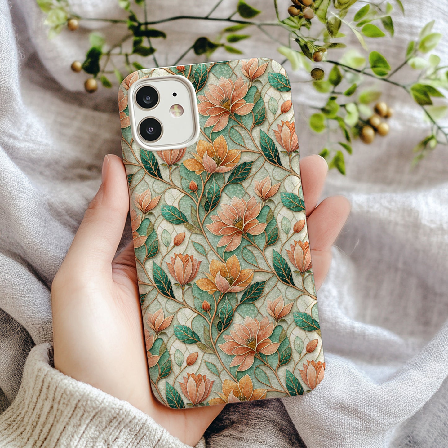 Vintage Floral Pattern Phone Case for iPhone Protection