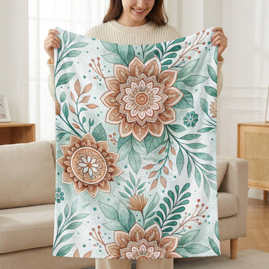 Rustic Florals Green Teal and Brown Botanical Design - Walk Greener