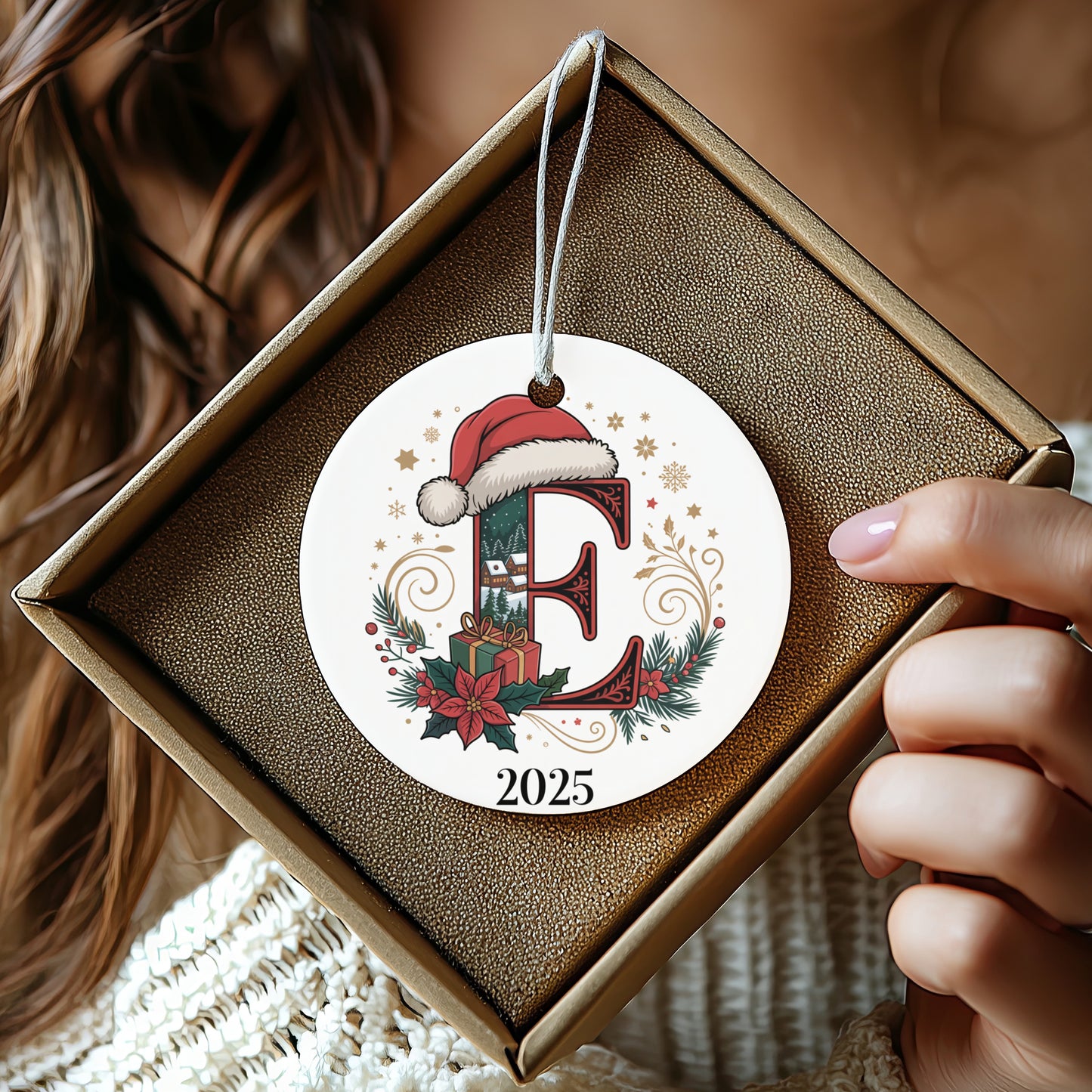Personalized 2025 Christmas Santa Hat Ornament product type