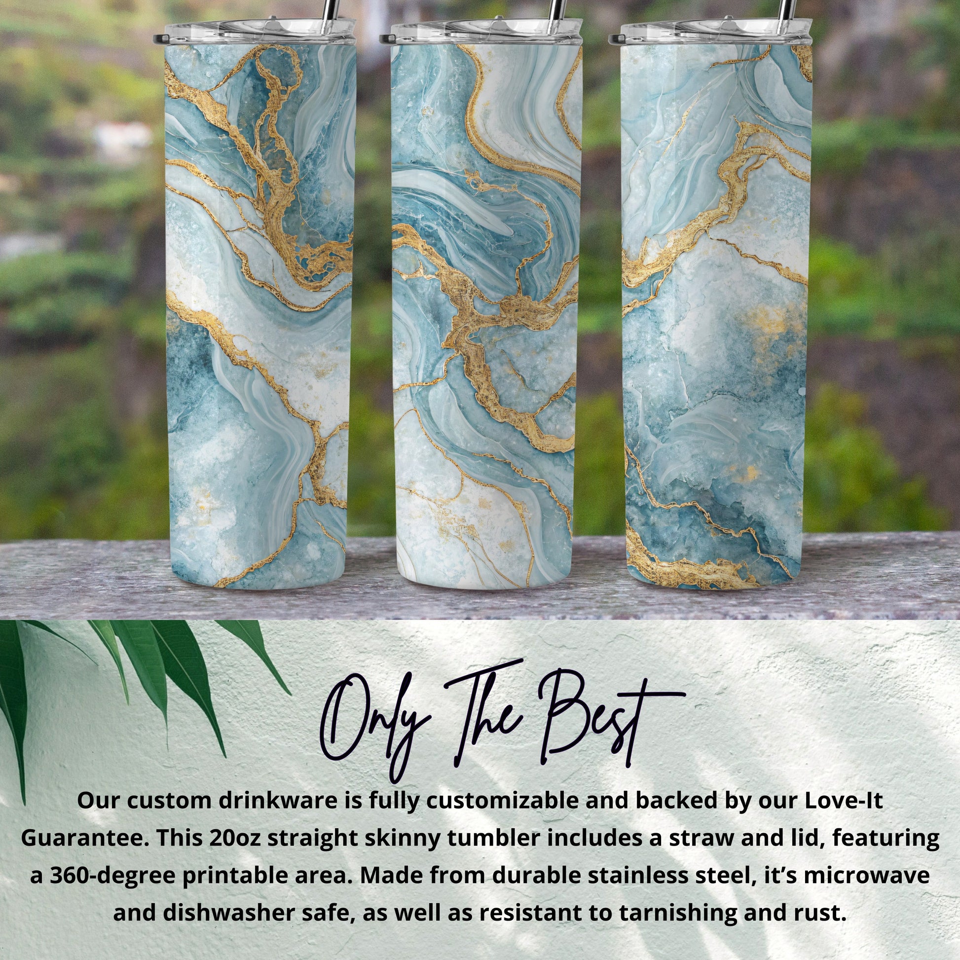 Elegant Marble Design 20oz Skinny Tumbler Drinkware